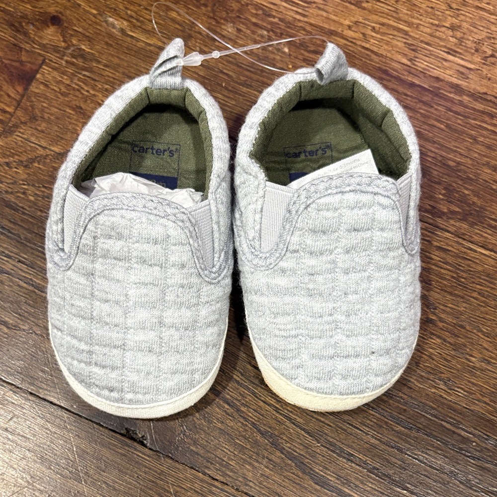 Carter's Light Gray Quilted Baby Slip-Ons